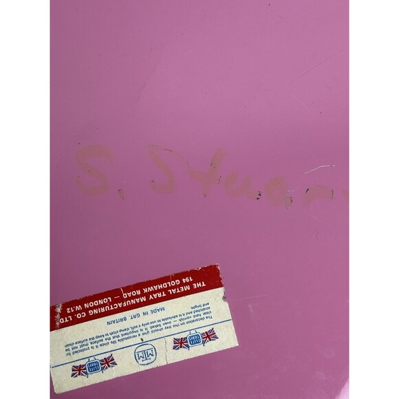 Vintage Jubilee Elite Metal Tray MTM England Flowers 12 1/2" Round Pink Yellow - Picture 7 of 9